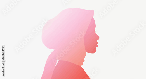 Subtle pink gradient silhouette of a woman in a headscarf illustration