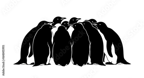huddle of penguins a bold blackandwhite silhouette for antarctic wildlife and teamwork designs