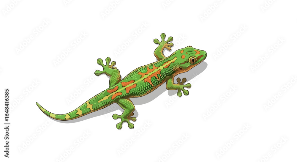 Naklejka premium vibrant green gecko illustration perfect for childrens books reptile websites and tropicalthemed designs