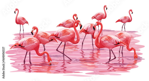 elegant flock of flamingos gracefully wading in pink waters perfect for tropical vacation travel or wildlife projects