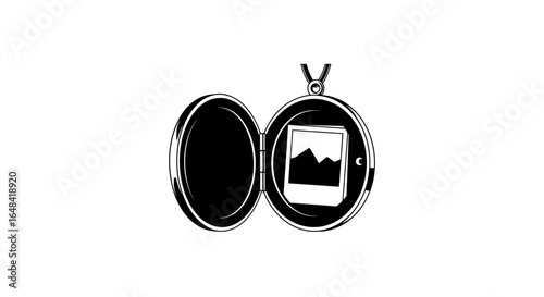 cherished memories open locket pendant with landscape photo perfect for nostalgiathemed designs scrapbooking and memory keepsake projects