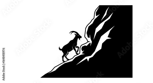 mountain goat silhouette conquering challenges reaching new heights perfect for branding adventure and success themes