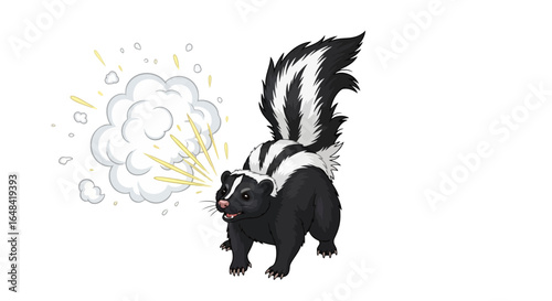 cartoon skunk spraying hilarious illustration for childrens books comics or pest control marketing