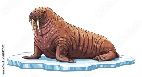 majestic walrus resting on ice floe perfect for arctic wildlife nature documentaries and childrens books