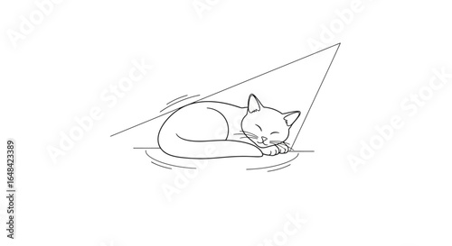 peaceful kitten napping under a geometric triangle perfect for childrens books educational materials and relaxing designs