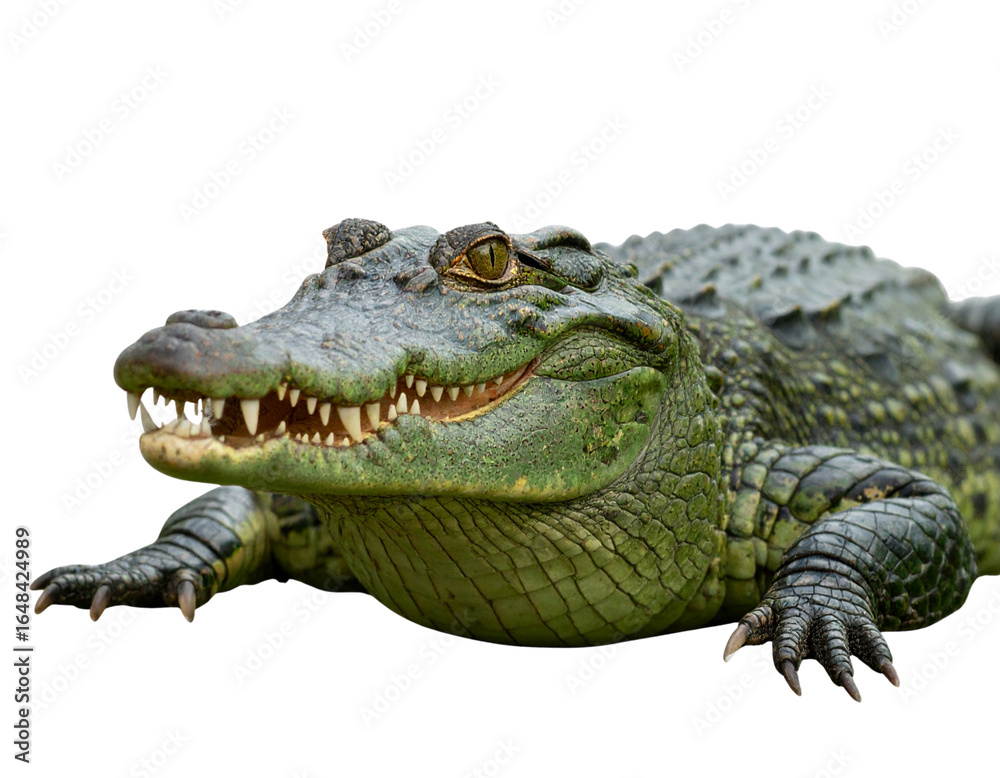 Fototapeta premium Realistic Alligator in Natural Pose, isolated on transparent background