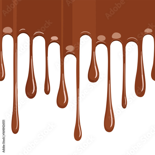 Close-up of flowing, melting chocolate dripping down, creating a sweet, tempting visual.