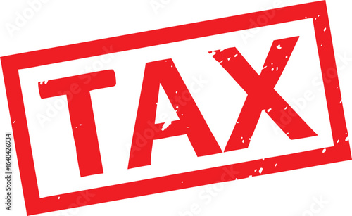 Distressed Red Tax Stamp Payment Deadline and Financial Obligation Symbol, Isolated on White