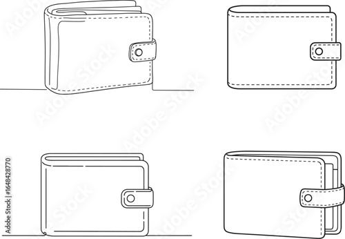 Minimalist Wallet Line Art Collection Stylish and Practical Accessory Illustrations