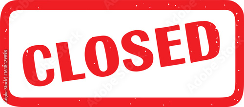 Red Closed Sign Rectangular Stamp Illustration for Business Announcements, Store Closures, and Service Updates