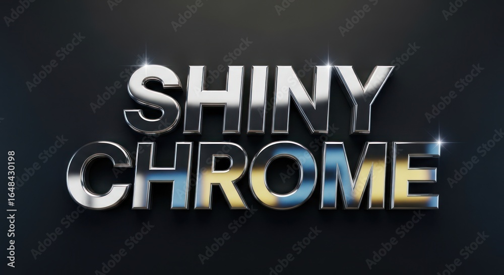 Shiny Chrome Text on Black Background with Highlights Shiny Chrome Text on Black Background with Highlights