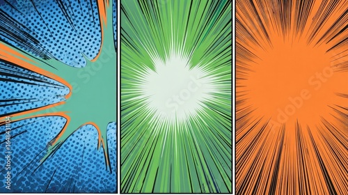 Three comic book panels featuring dynamic action effects