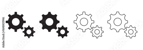 Gear setting icon set, containing Cog wheel, Gear wheel symbol, Vector illustration. Cogwheel. Gear icons. Progress or construction concept. Settings and Tools Gear Icon. eps 10