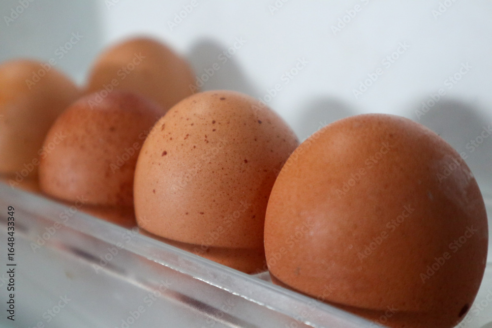 High quality photos from fresh eggs on the refrigerator door, with perfect lighting, professional appearance. The ideal image for the food industry, marketing materials, or the appearance of organic p High quality photos from fresh eggs on the refrigerator door, with perfect lighting, professional appearance. The ideal image for the food industry, marketing materials, or the appearance of organic p
