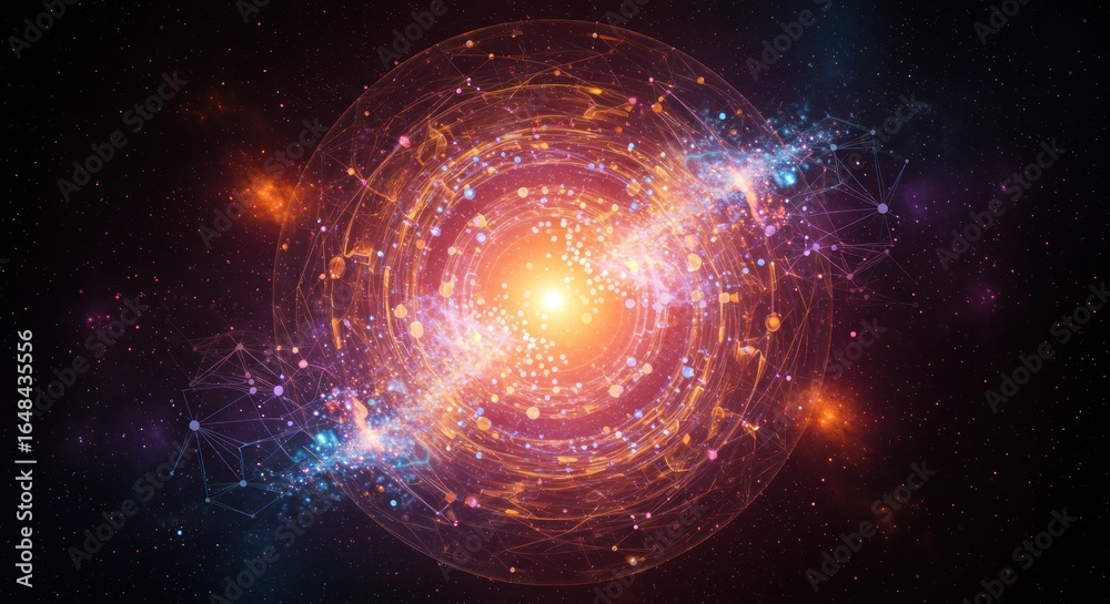 Obraz premium Cosmic Nebula: Interconnected Energy Streams and Celestial Network