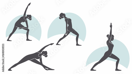 Yoga poses for beginners warrior triangle side angle revolved easy flow stretching and balance exercises