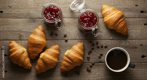breakfast with coffee and croissant