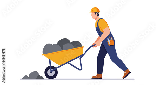 Construction Worker with Wheelbarrow