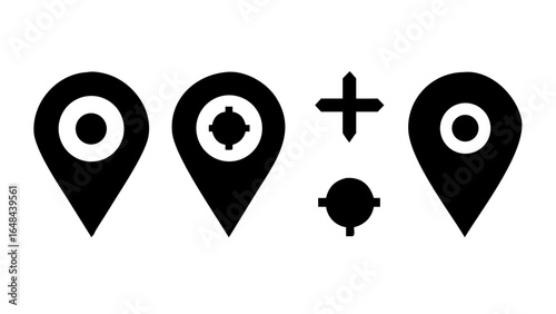 Black location markers navigation