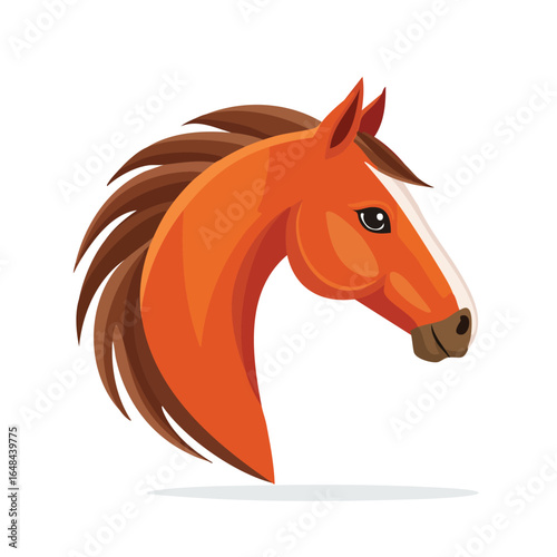 A detailed illustration of a horse's head, showcasing its profile with brown and orange hues.