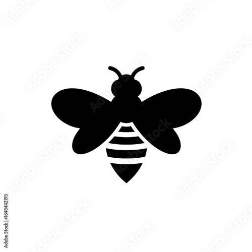Geometric Honeybee Illustration with Angular Wings and Striped Abdomen