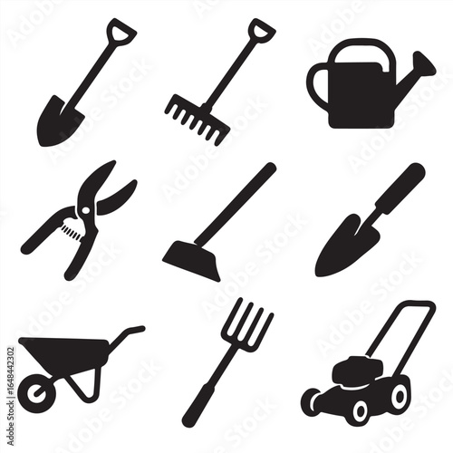 set of gardening tools vector