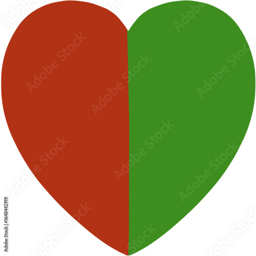 Red and green heart shape