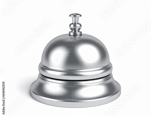 Metallic Rendered Reception Desk Service Call Bell Isolated on White Background