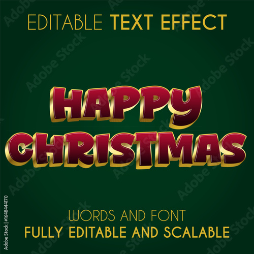 Happy Christmas Text Effect for Promotional Banner or Poster