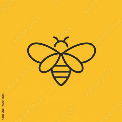 Geometric Honeybee Illustration with Angular Wings and Striped Abdomen