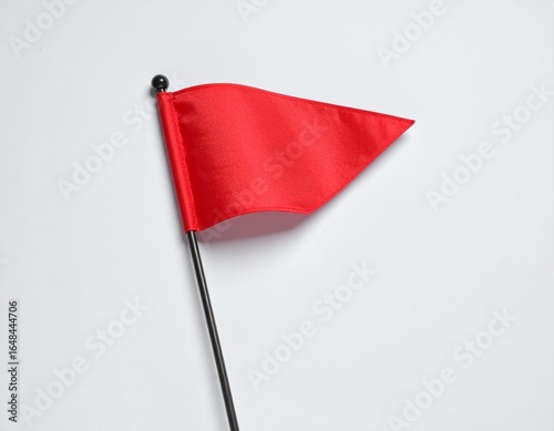 Minimalist Clean Red Triangle Flag On Pole Simple Object Isolated