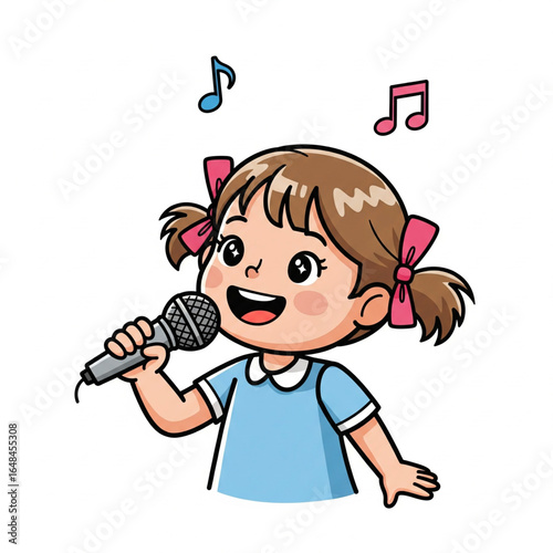 little girl singing with microphone