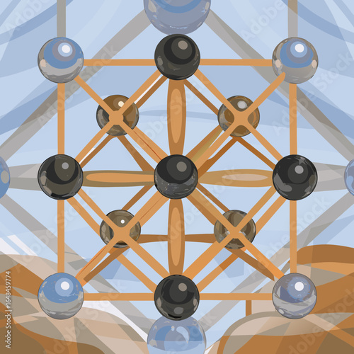Quantum Stakeholder Lattice Futuristic Multidimensional Crystalline Network Vector Illustration