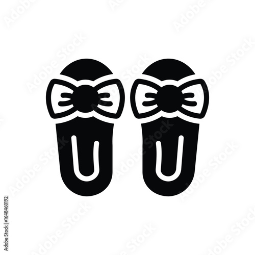 Black solid icon for slippers