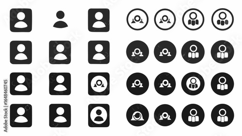 Collection of user icons in various styles and arrangements displayed in a grid pattern format image