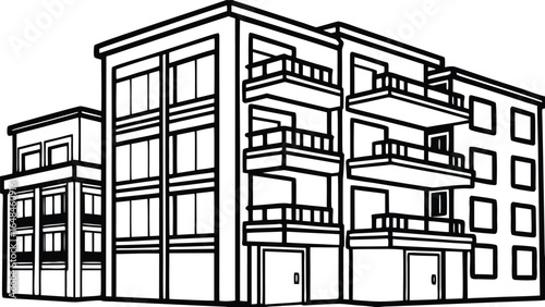 Vector architectural drawing of a residential building plan
