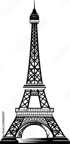 Minimalist black and white vector icon of Eiffel Tower. Clean design, isolated on white, ideal for stickers, logos, digital use, easy to scale.