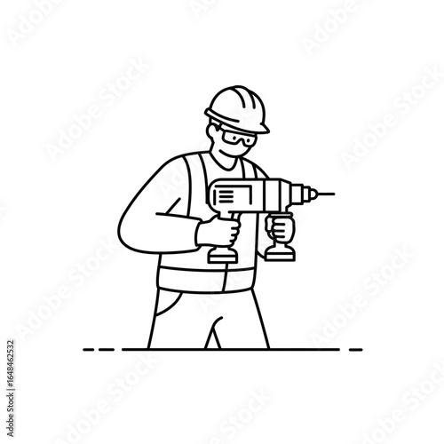 Wallpaper Mural Construction Worker Using a Drill Torontodigital.ca