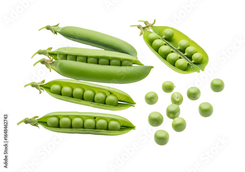 Wallpaper Mural Fresh Green Peas and Pods Isolated on White Background. Healthy, Organic Vegetable Ingredient for Cooking and Nutrition. Torontodigital.ca