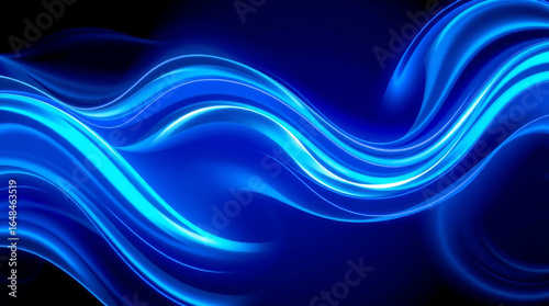 Electric Blue Neon Fluid Motion Abstract Background