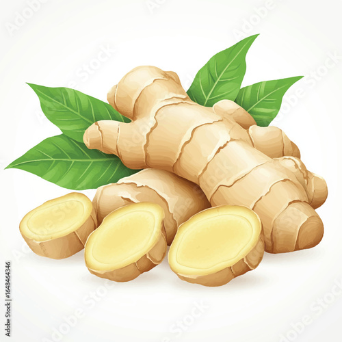 a ginger root with slice