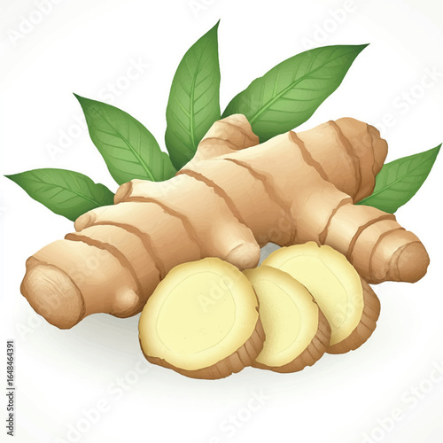 a ginger root with slice