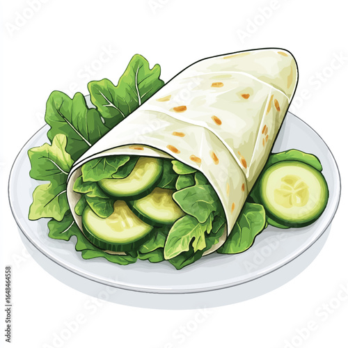 a green salad wrap with cucumber