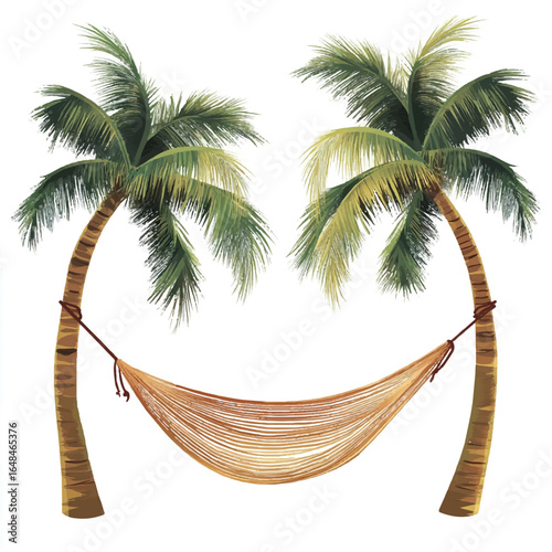 a hammock between palm