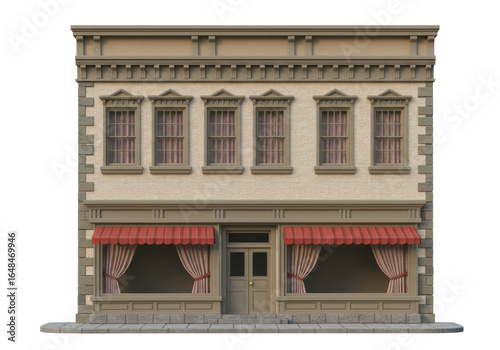 Isolated Two-Story Building Exterior Facade