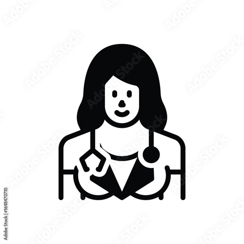 Black solid icon for doctor