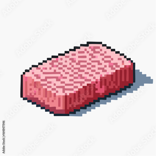 Pixel Art Raw Meat Steak Illustration