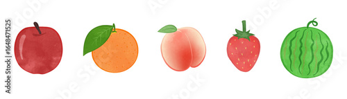 Set of cute fruit illustrations 01