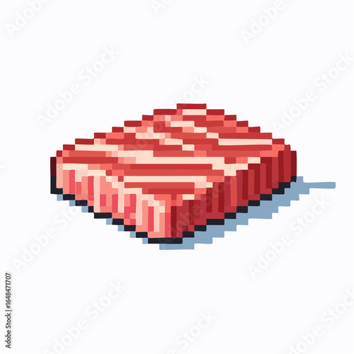 Pixel Art Raw Meat Steak Illustration