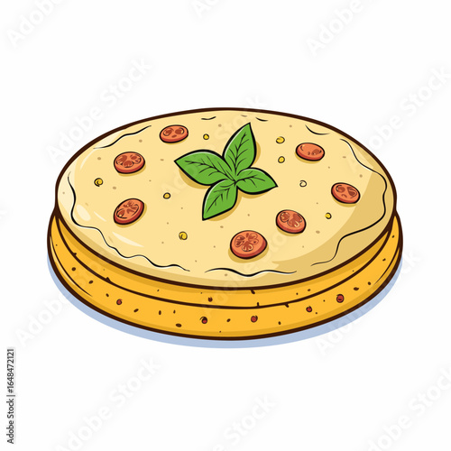 Cartoon Illustration of Stack of Flatbreads
